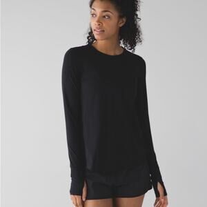 Lululemon Sunaway Runaway black long sleeve UPF 45+sun protection shirt, size 8